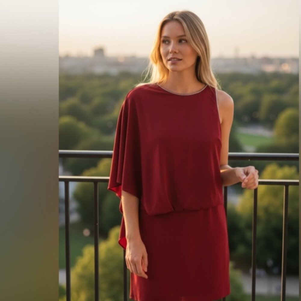 Halston Heritage Evening One Shoulder Dahla Red Dress